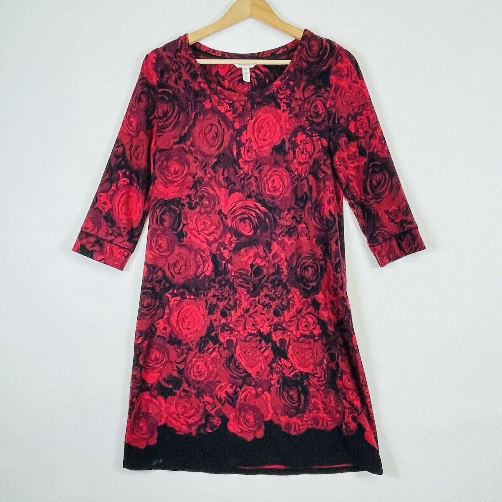 Soma Dress Women's Small Red Black Rose Soft Dark Romance Whimsigoth Dramatic